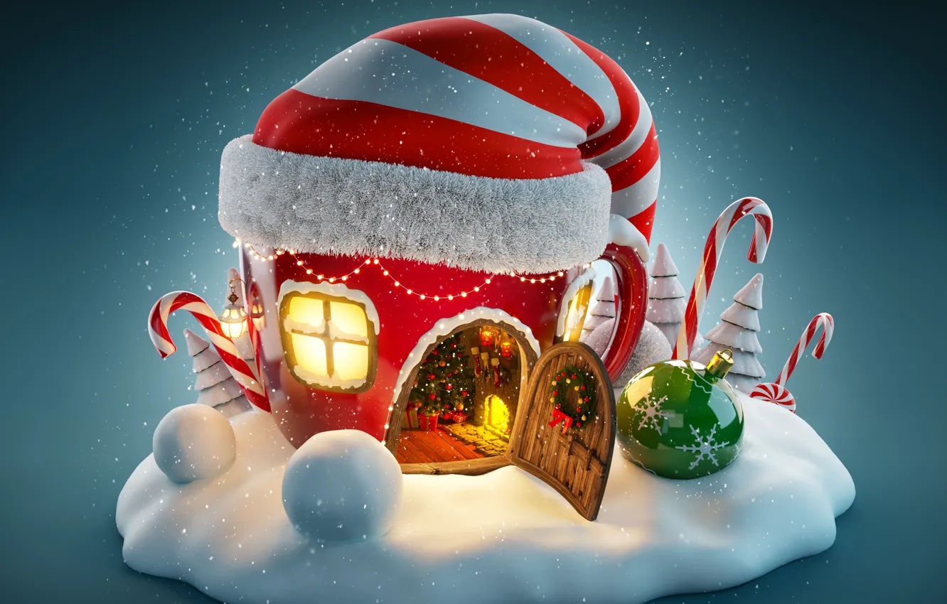 Фото обои Новый Год, Рождество, snow, merry christmas, decoration