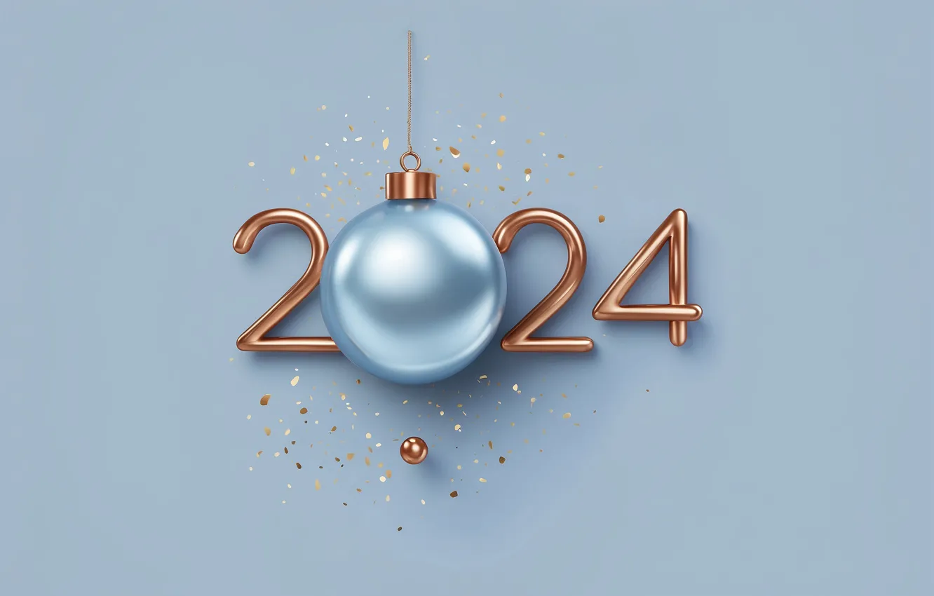 Фото обои Новый Год, цифры, golden, new year, happy, ball, decoration, numbers