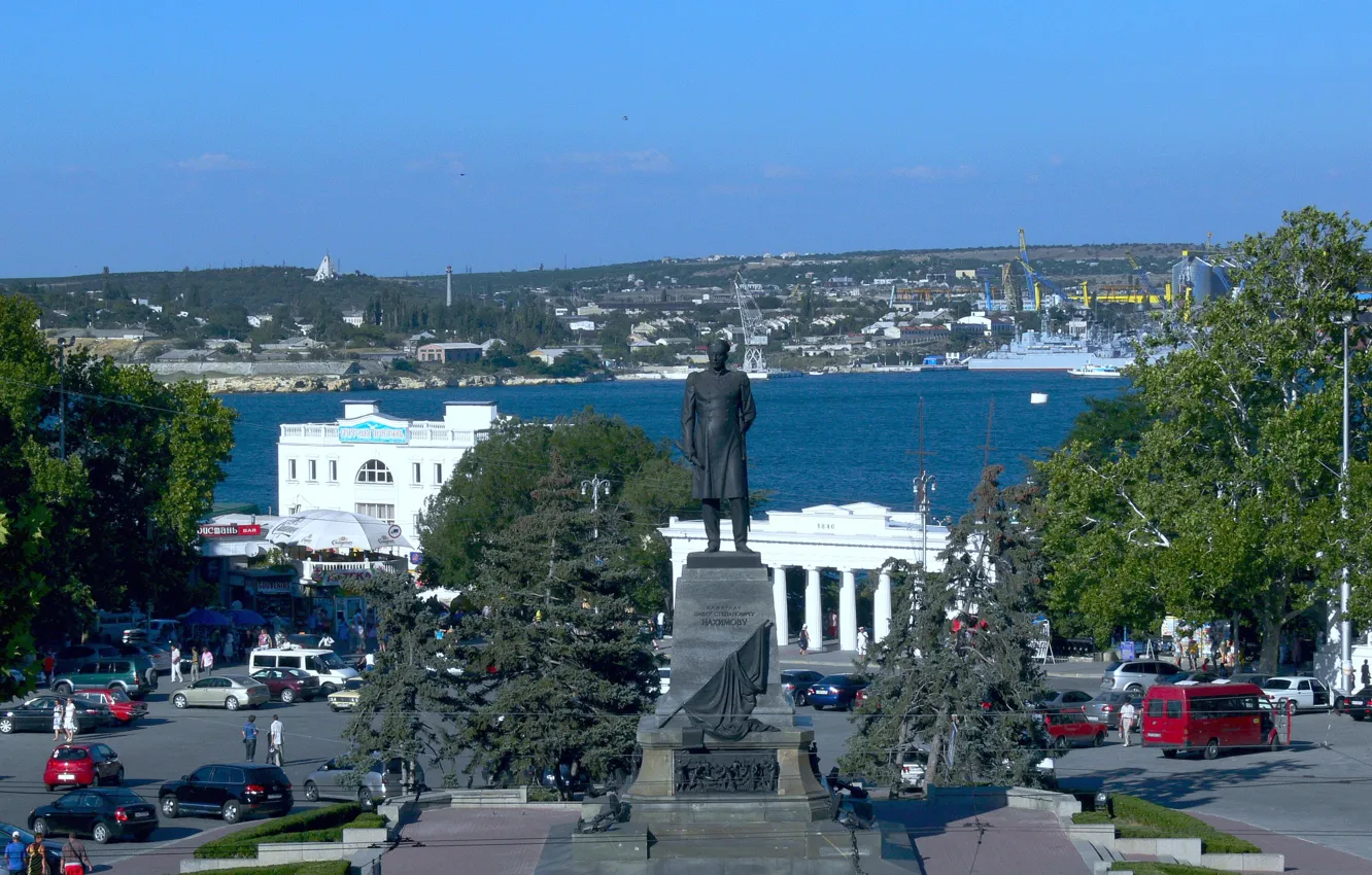 Фото обои площадь, памятник, Флот, Севастополь, адмирал, Нахимов