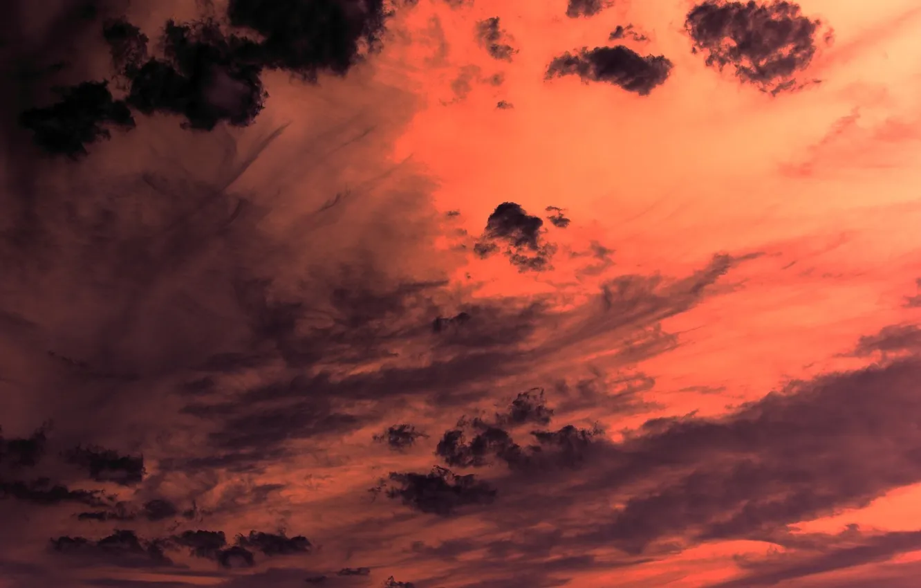 Фото обои облака, закат, оранжевый, тучи