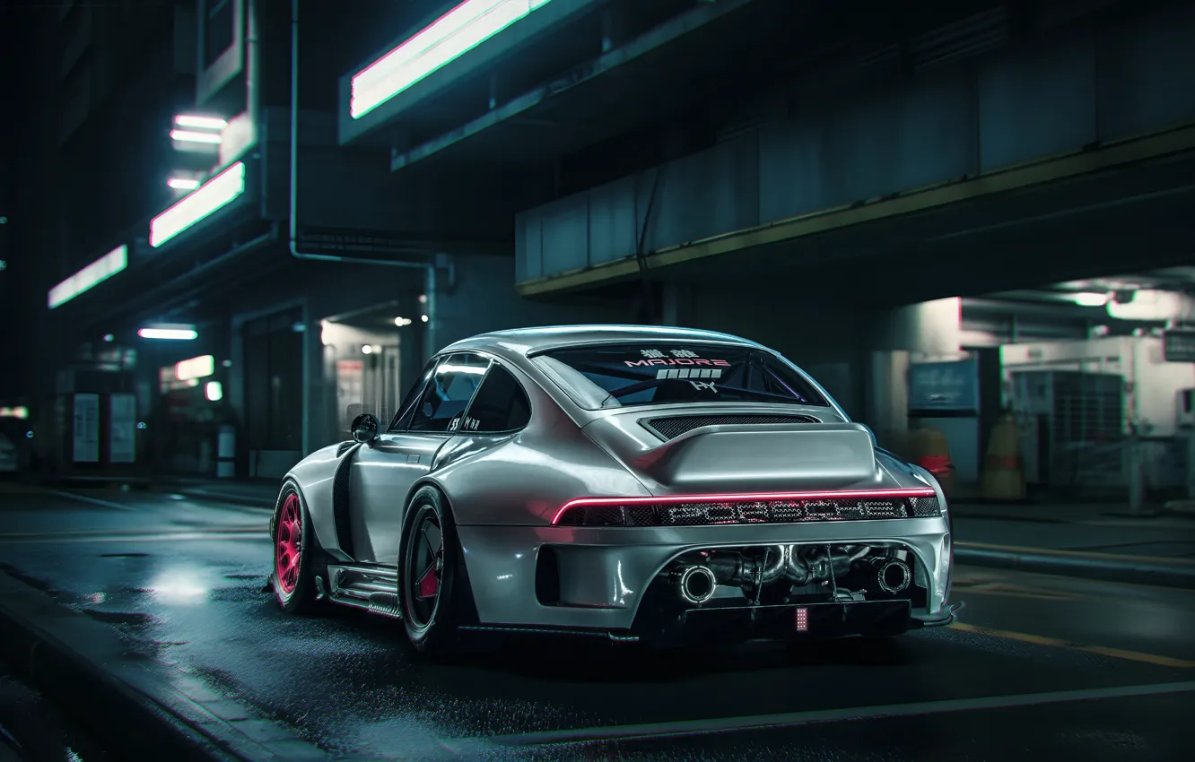Фото обои Porsche, Cyberpunk 2077, Cyberpunk, Cyberpunk Porsche