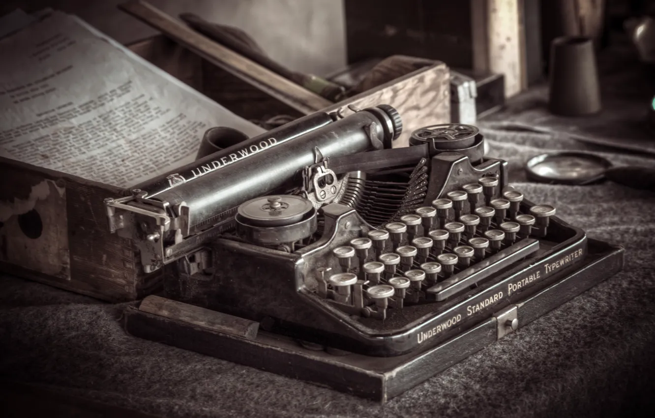 Фото обои макро, фон, old typewriter