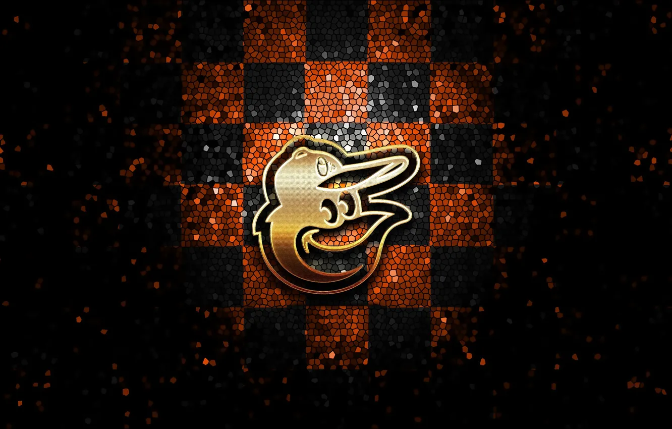 Фото обои glitter, checkered, baseball, Baltimore Orioles, MLB, wallpaper, logo, Sport