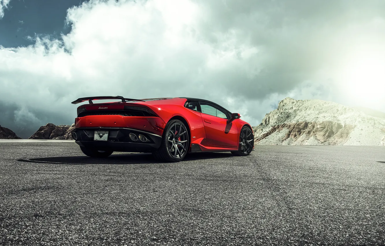Фото обои Lamborghini, Red, ламборджини, 2015, LP 610-4, Huracan, хуракан, крсня