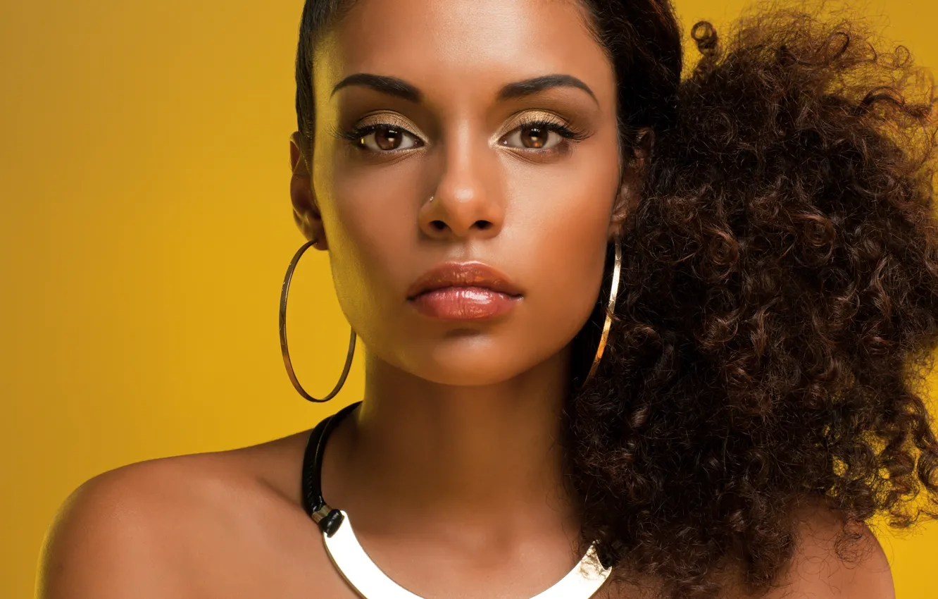 Фото обои взгляд, девушка, портрет, мулатка, черные волосы, темная кожа, African beauty