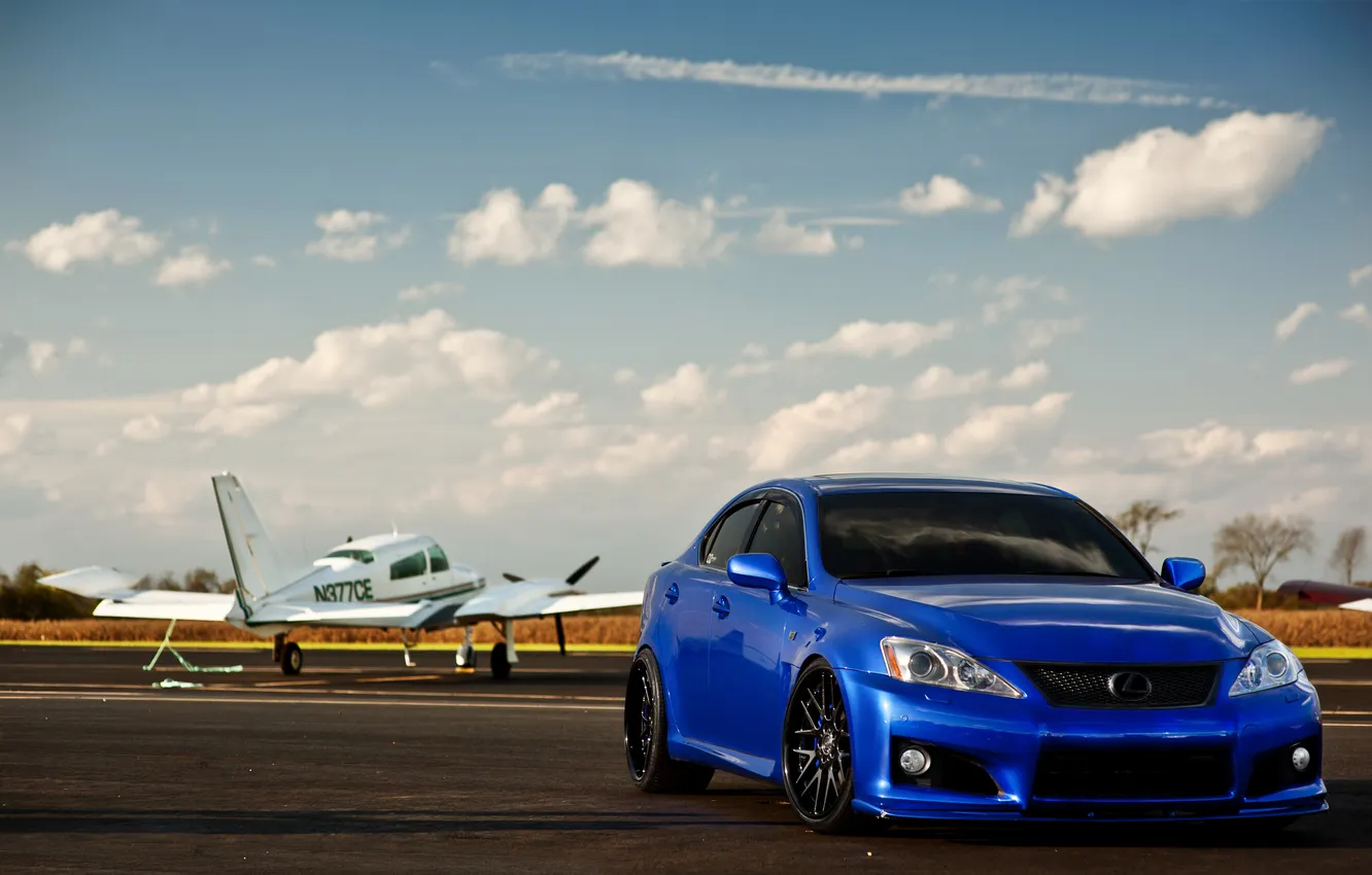 Фото обои небо, облака, синий, Lexus, IS-F, самолёт, blue, лексус