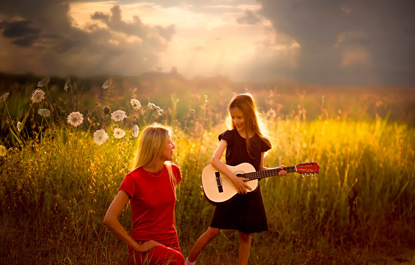 Фото обои гитара, девочка, песня, Dedicated to you