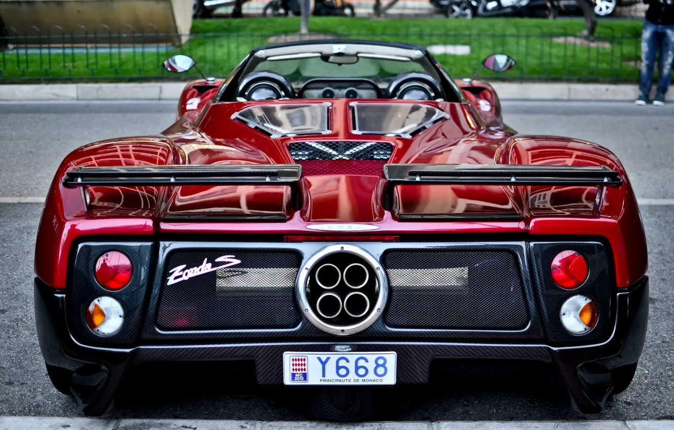 Фото обои красный, суперкар, red, Pagani, supercar, Монако, back, monaco