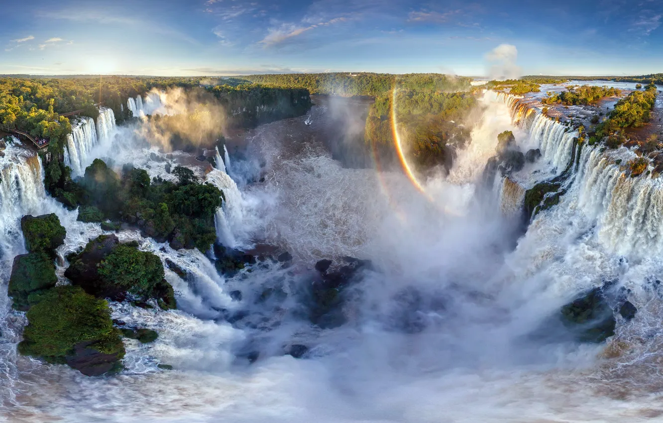 Фото обои Водопад Игуасу, Iguazu Falls, граница Аргентины и Бразилии, Border of Argentina and Brazil