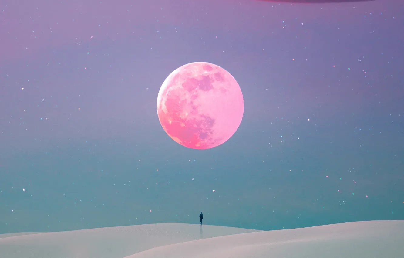 Фото обои звезды, луна, пустыня, дюны, moon, desert, stars, dunes