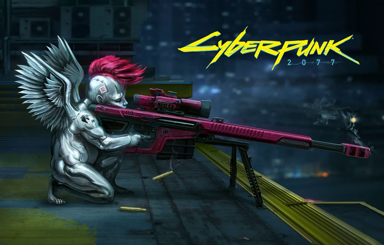 Фото обои игра, юмор, game, день святого Валентина, Cyberpunk 2077, humor, автоматическое оружие, Valentine Day