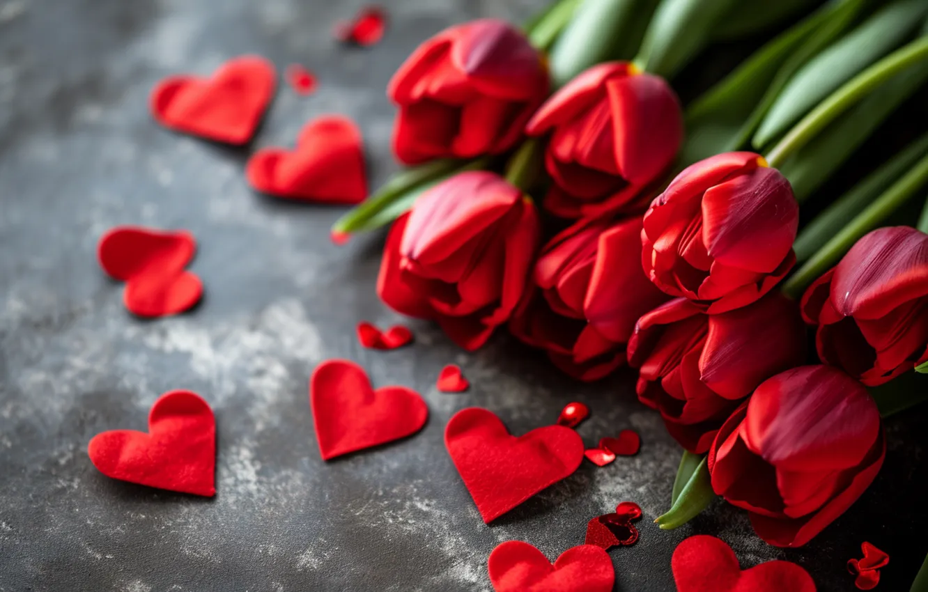 Фото обои любовь, цветы, подарок, романтика, сердце, тюльпаны, love, happy