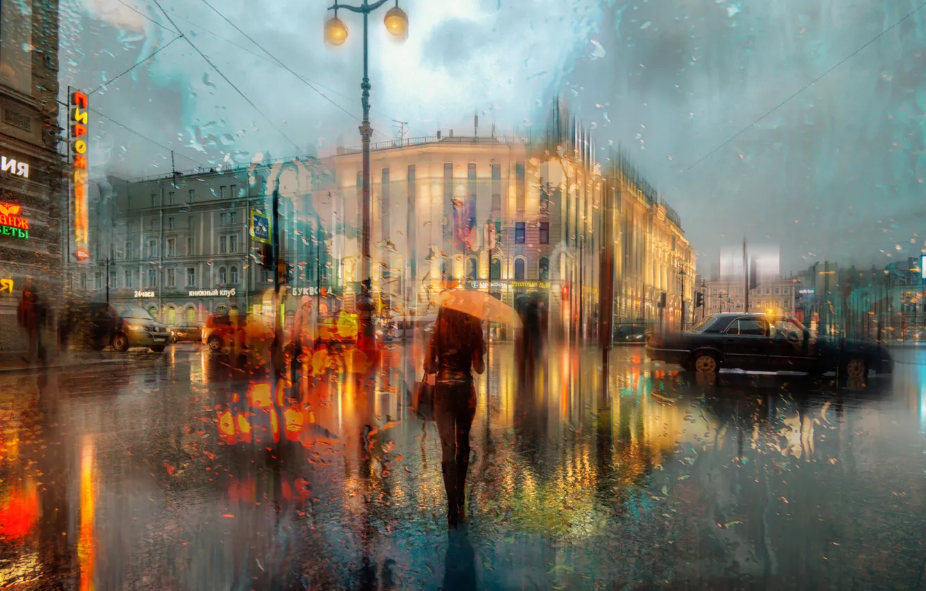 Фото обои дождь, пасмурно, Санкт-Петербург