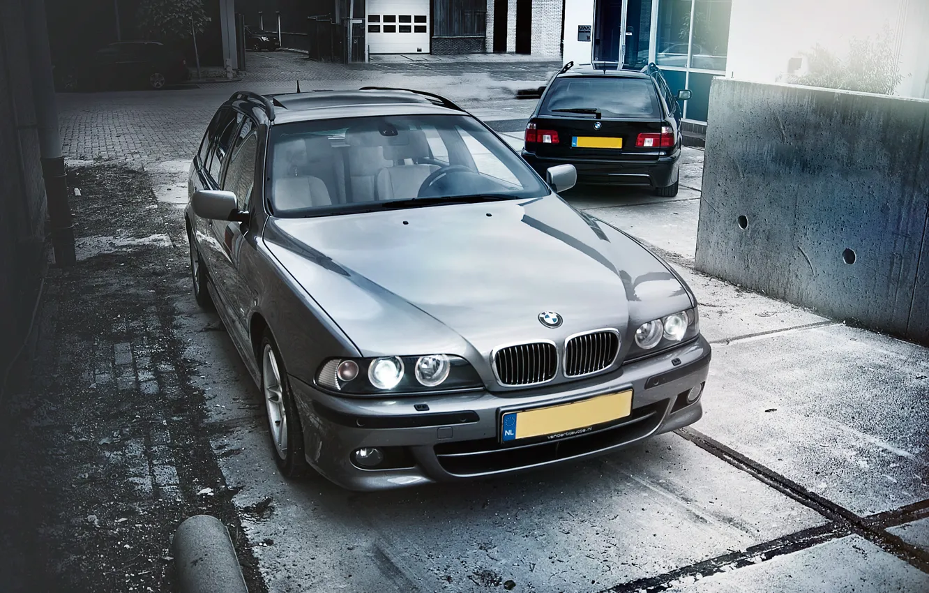 Фото обои BMW, БМВ, Фары, E39, Спереди