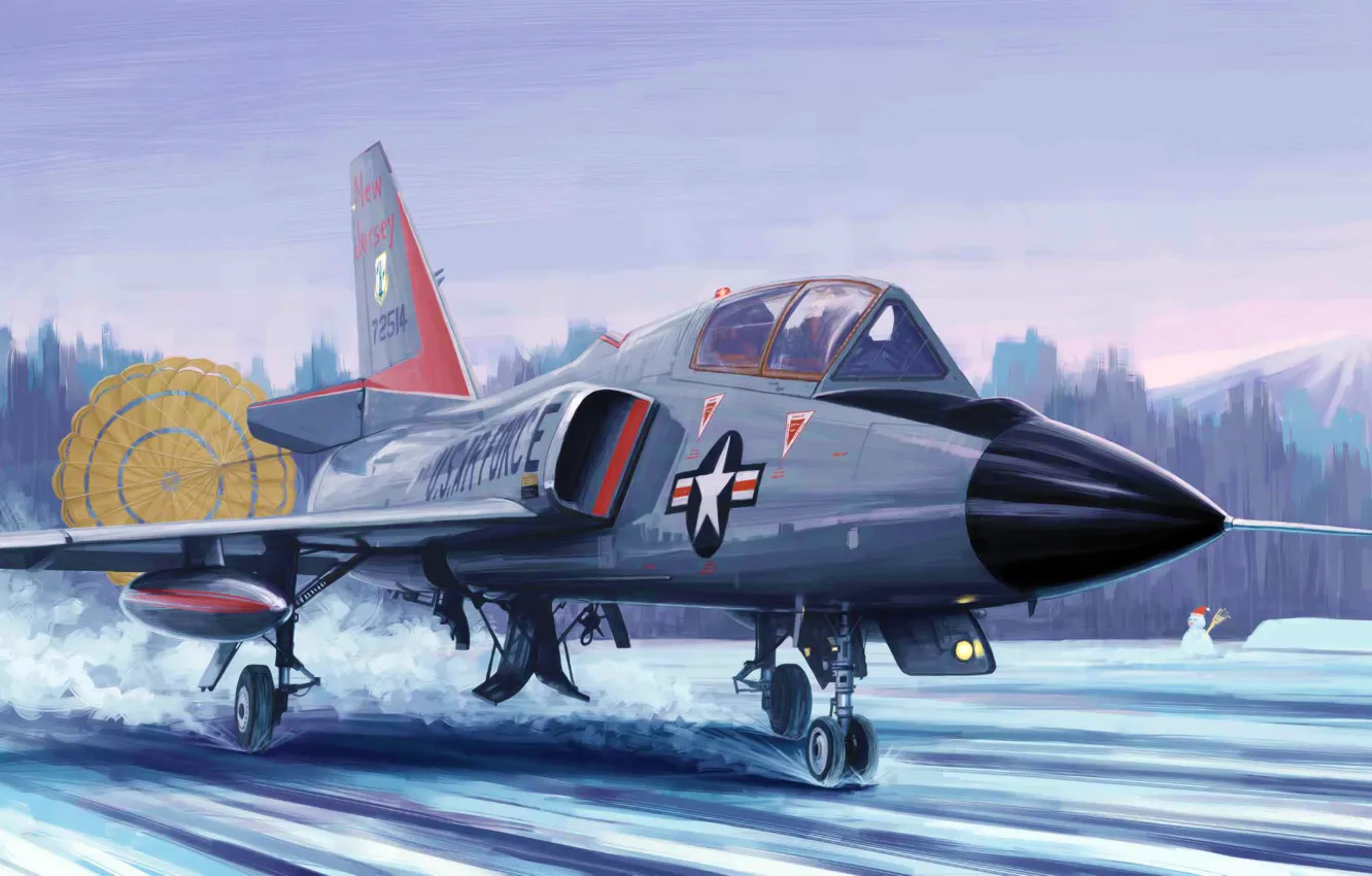 Фото обои art, painting, jet, Convair F-106 Delta Dart