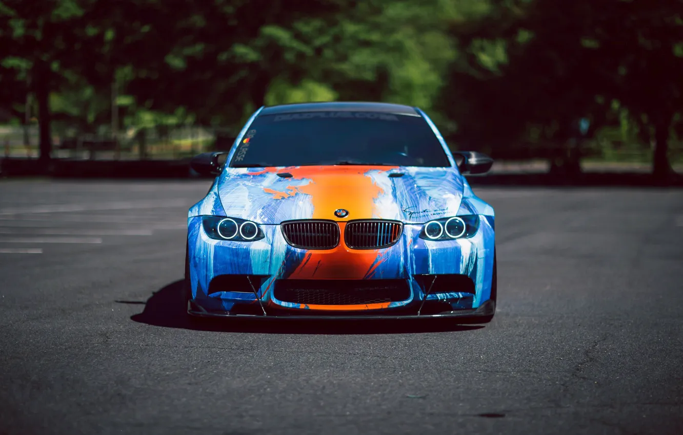 Фото обои Orange, Blue, E92, M3, Front view