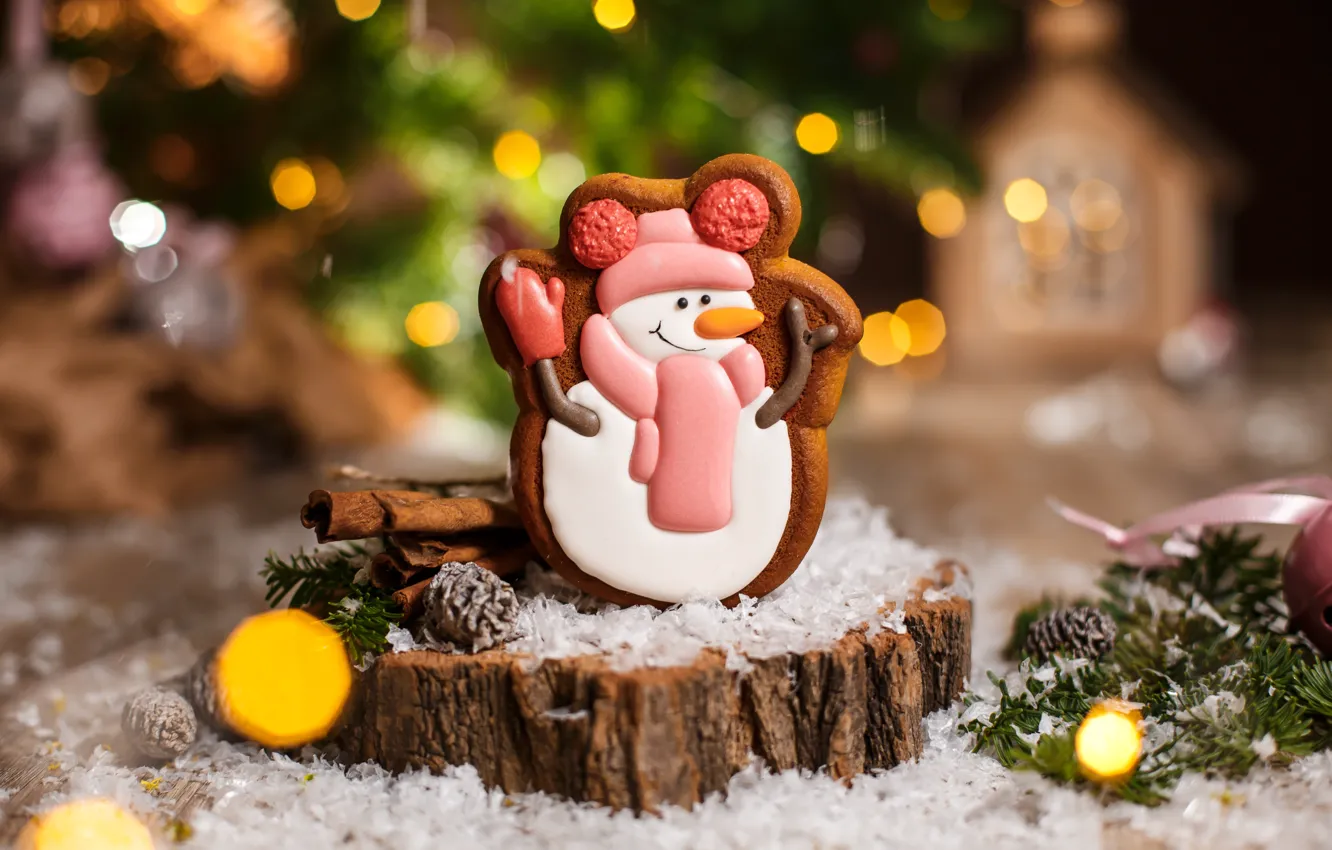 Фото обои праздник, новый год, печенье, снеговик, фигурка, декор, Kukota Ekaterina