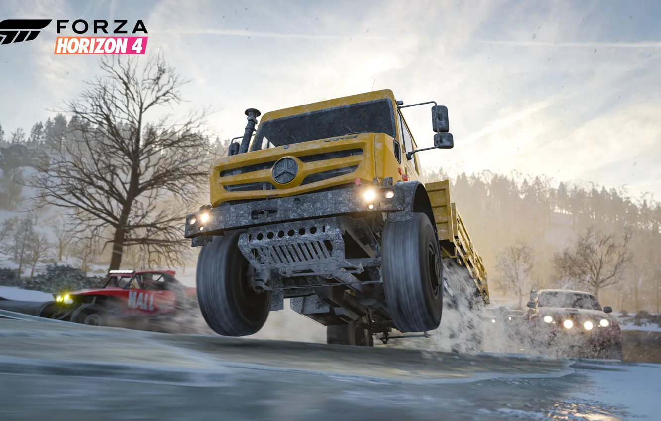 Фото обои Mercedes-Benz, Microsoft, game, 2018, Offroad, Unimog, E3 2018, Forza Horizon 4