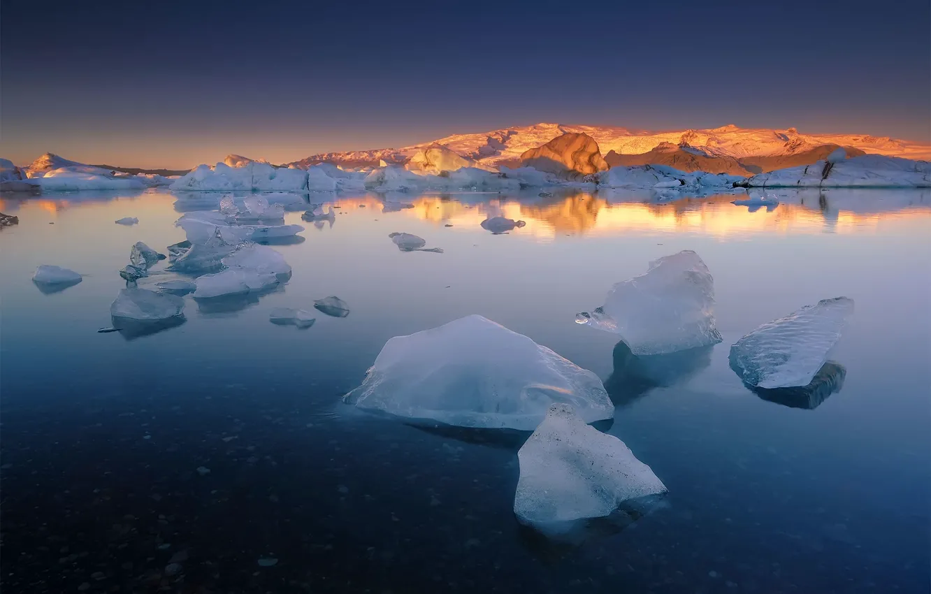 Фото обои море, лёд, Исландия