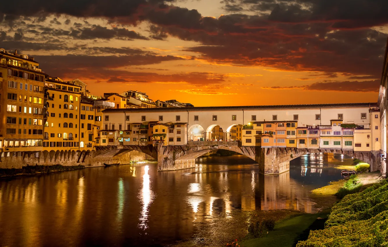 Фото обои city, город, lights, огни, здания, Ночь, Венеция, Флоренция