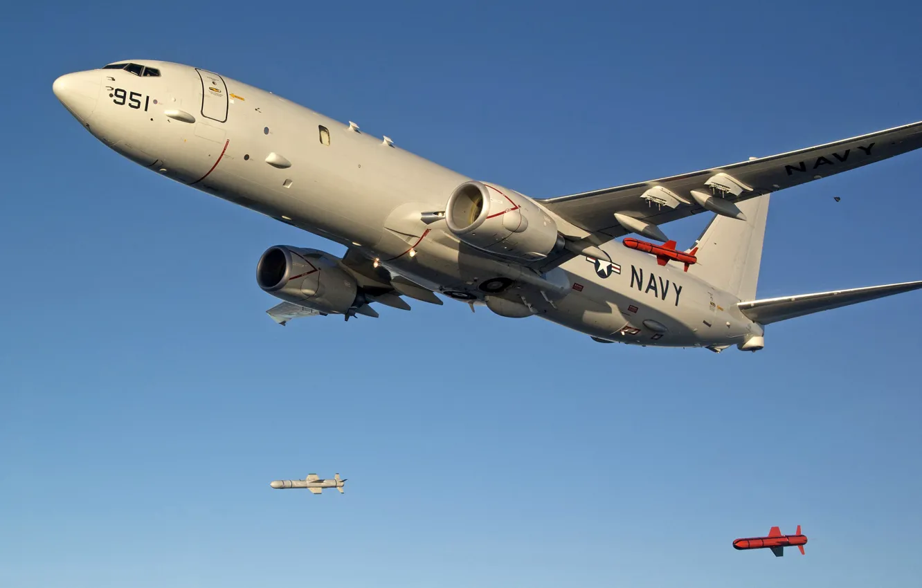 Фото обои Boeing, navy, Boeing P-8 Poseidon, Boeing P-8, P-8 Poseidon, Boeing Defense Space & Security