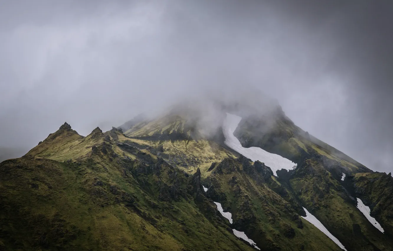 Фото обои небо, тучи, природа, скала, гора, Исландия, Iceland