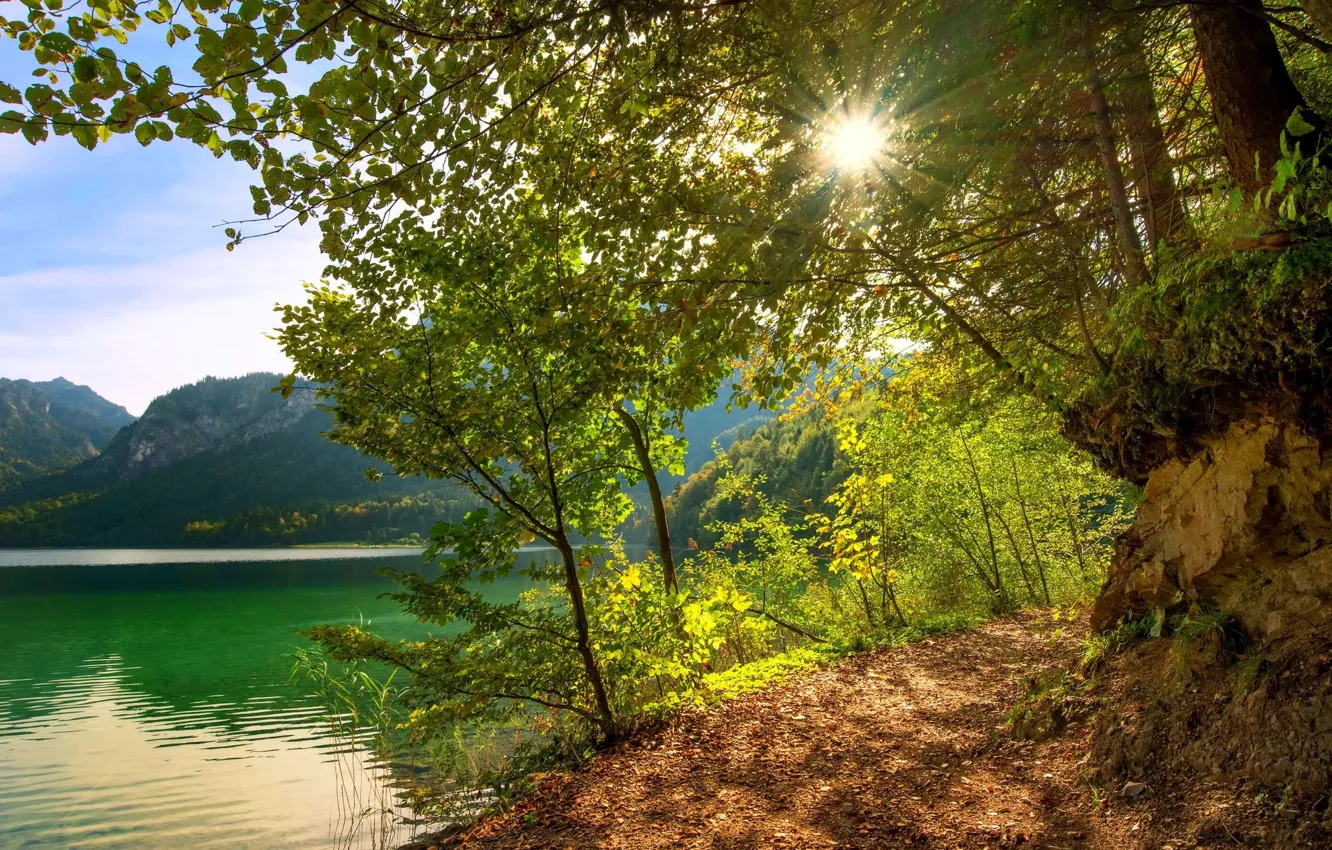 Фото обои пейзаж, природа, озеро, красота, тропинка