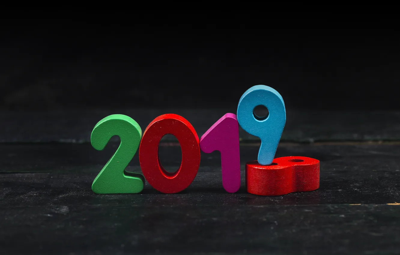 Фото обои фон, colorful, Новый Год, цифры, New Year, Happy, 2019