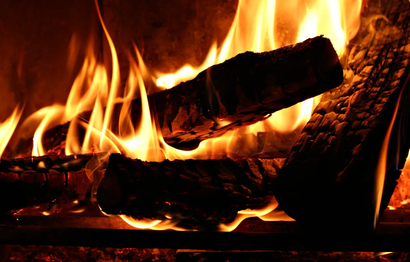 Фото обои тепло, дерево, огонь, костер, дрова