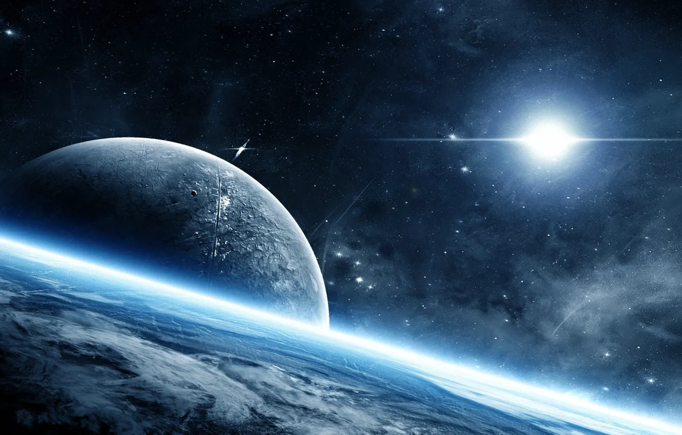 Фото обои космос, планета, свечение, атмосфера, space