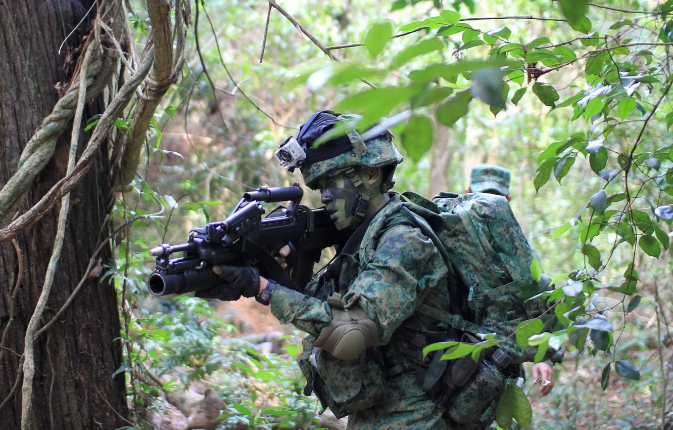 Фото обои оружие, солдат, Singapore Army