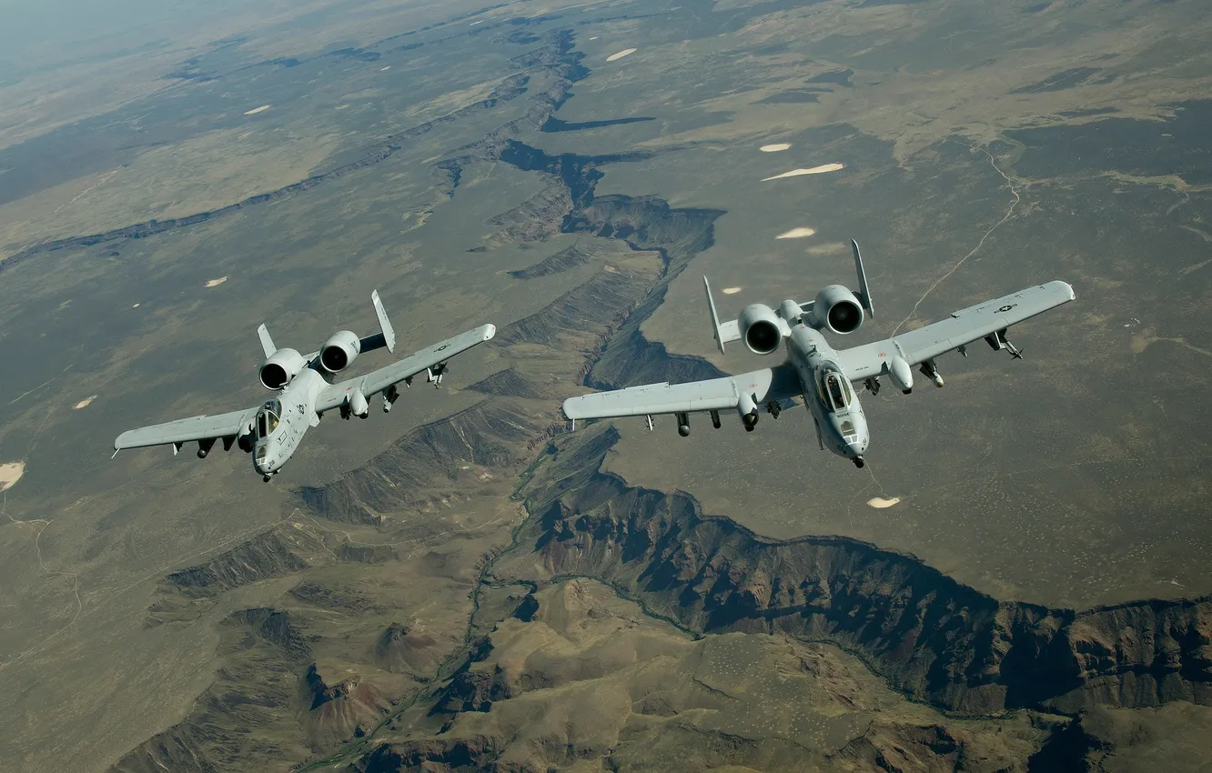 Фото обои ландшафт, пара, A-10, штурмовики, Thunderbolt II, «Тандерболт» II