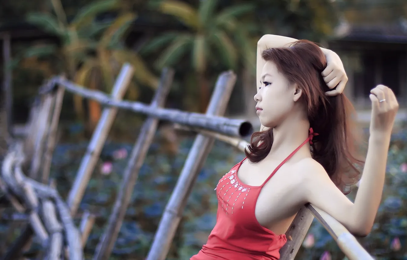 Фото обои лето, девушка, азиатка