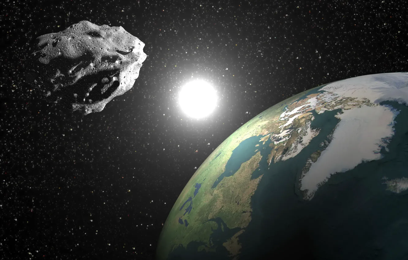 Фото обои planet earth, asteroid, 2004 bl86