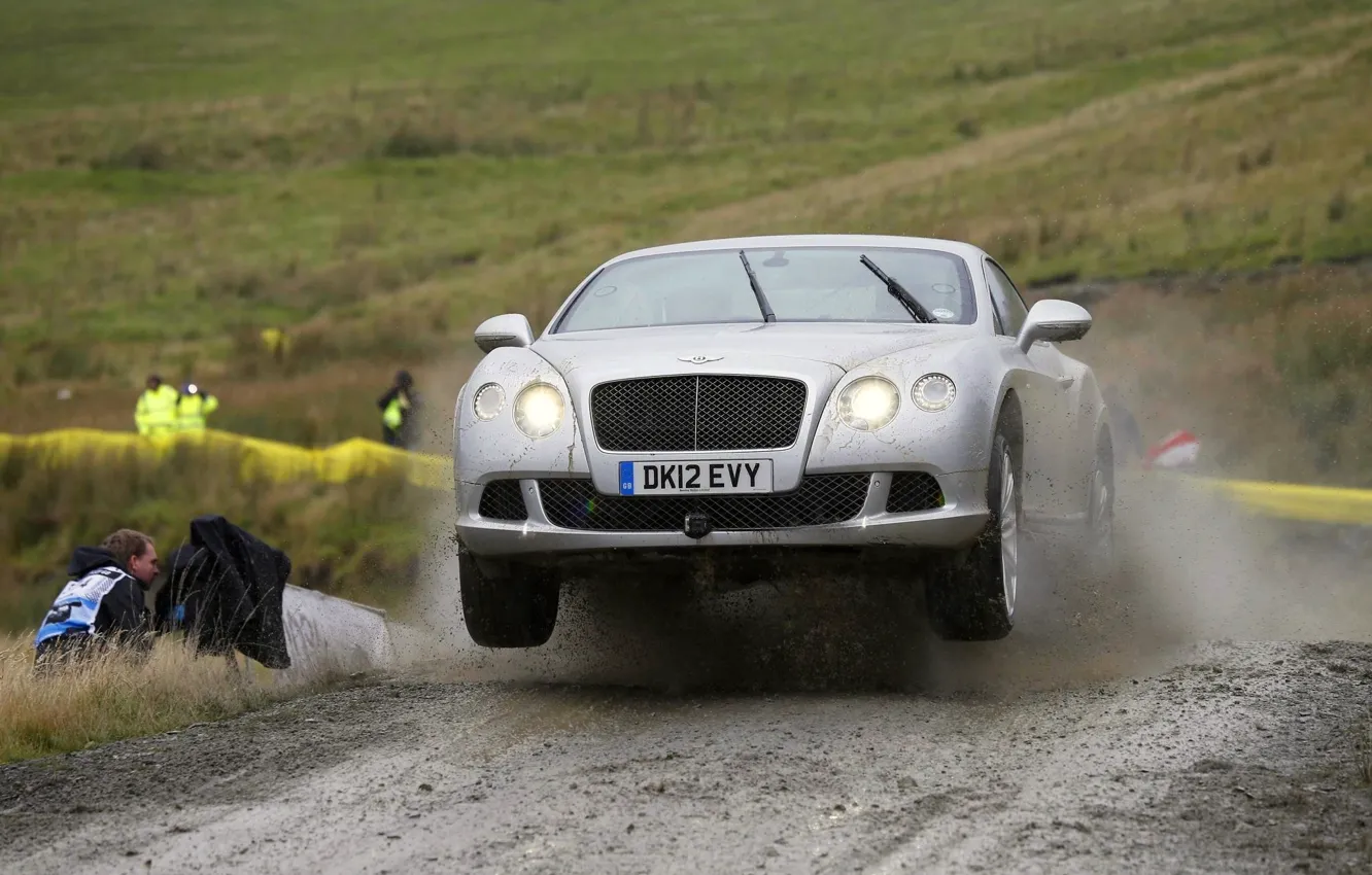 Фото обои брызги, прыжок, Дорога, Грязь, Top Gear, Rally, Bentley Continental Gt Speed