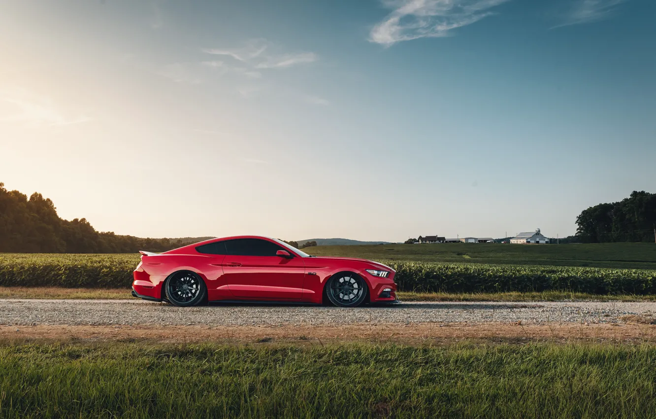 Фото обои Mustang, Ford, вид сбоку, 2018, Mustang GT, by Jimmy Zhang
