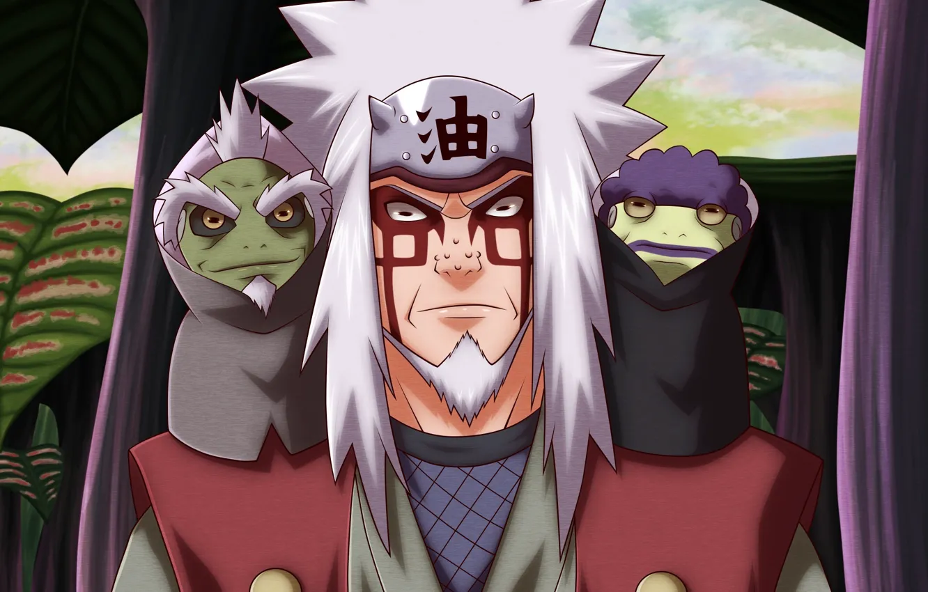 Фото обои naruto, art, Jiraiya, sannin mode, Shima, Fukasaku, сендзюцу