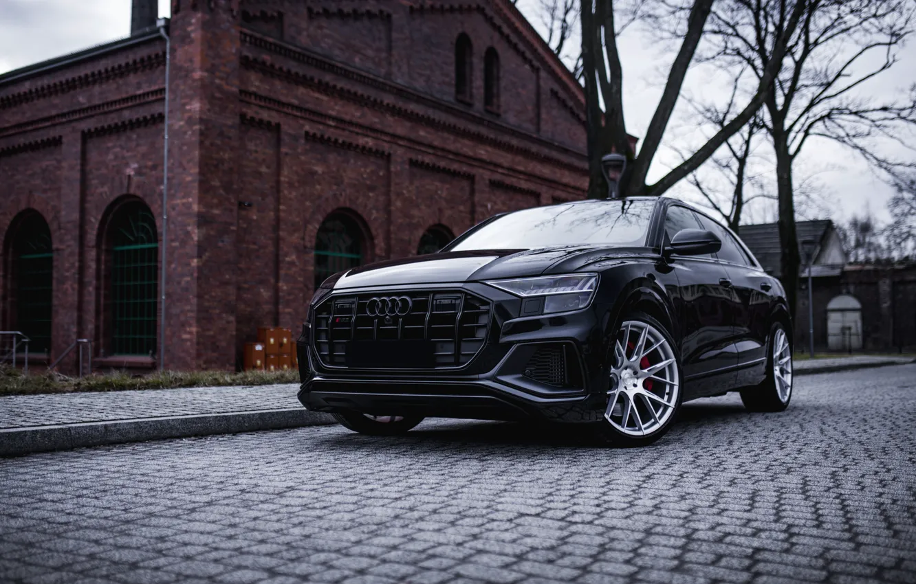 Фото обои Audi, Wall, Black, SUV, VAG, Brick, SQ8