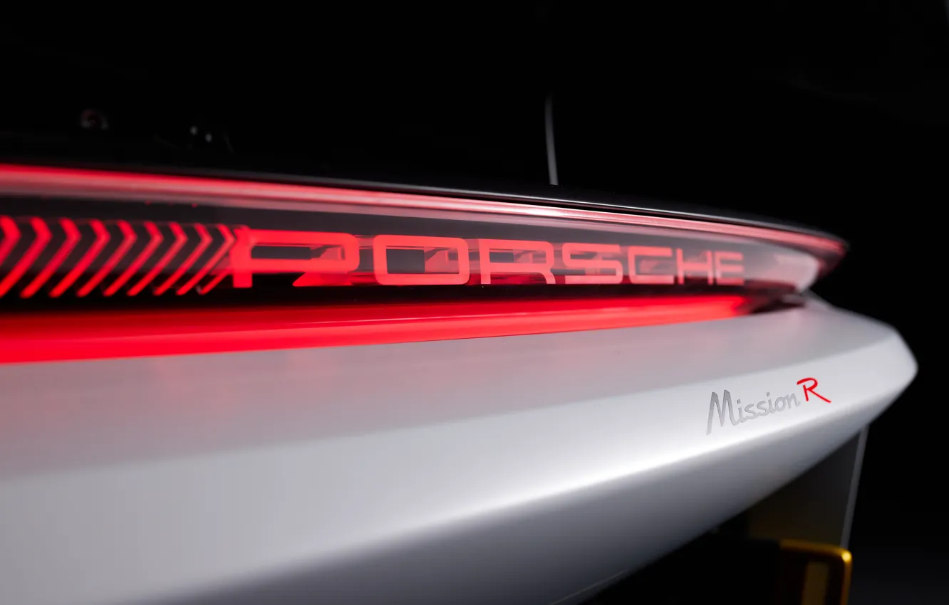 Фото обои Porsche, logo, taillights, Mission R, Porsche Mission R