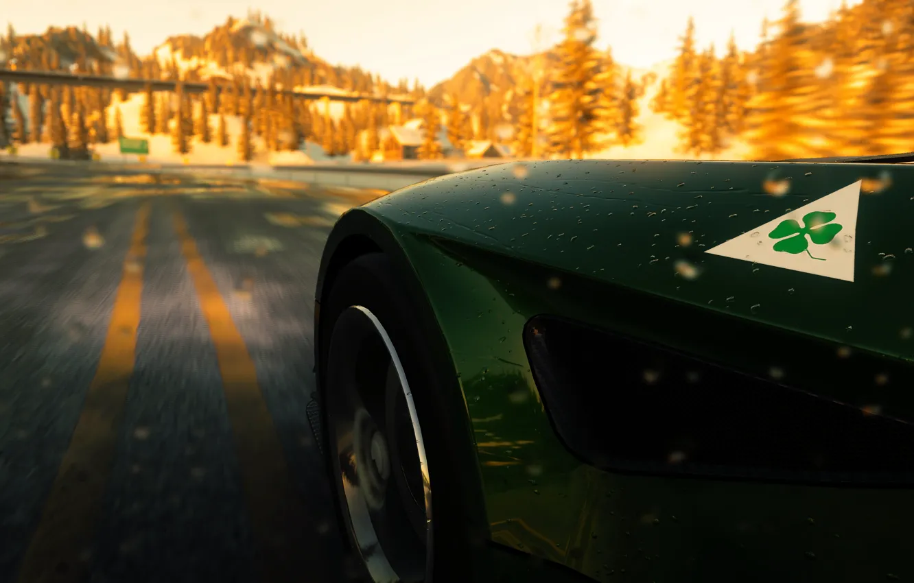 Фото обои car, game, alfa romeo, 8c competizione, verde, the crew, horizonte, sorte