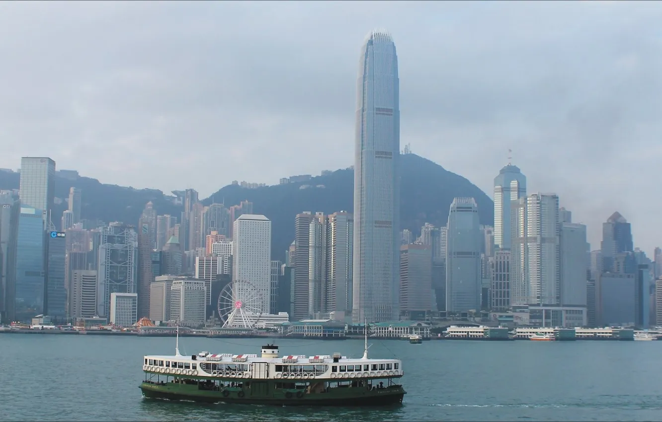 Фото обои city, view, boat, Asia, HongKong