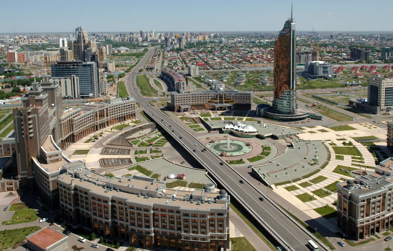 Фото обои город, вид, дома, день, Астана