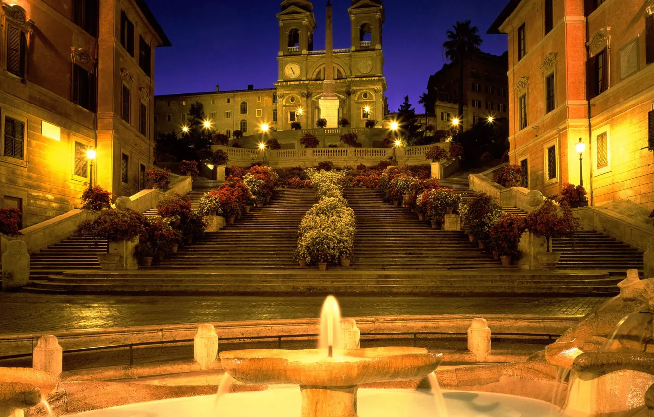 Фото обои Рим, Италия, лестница, церковь