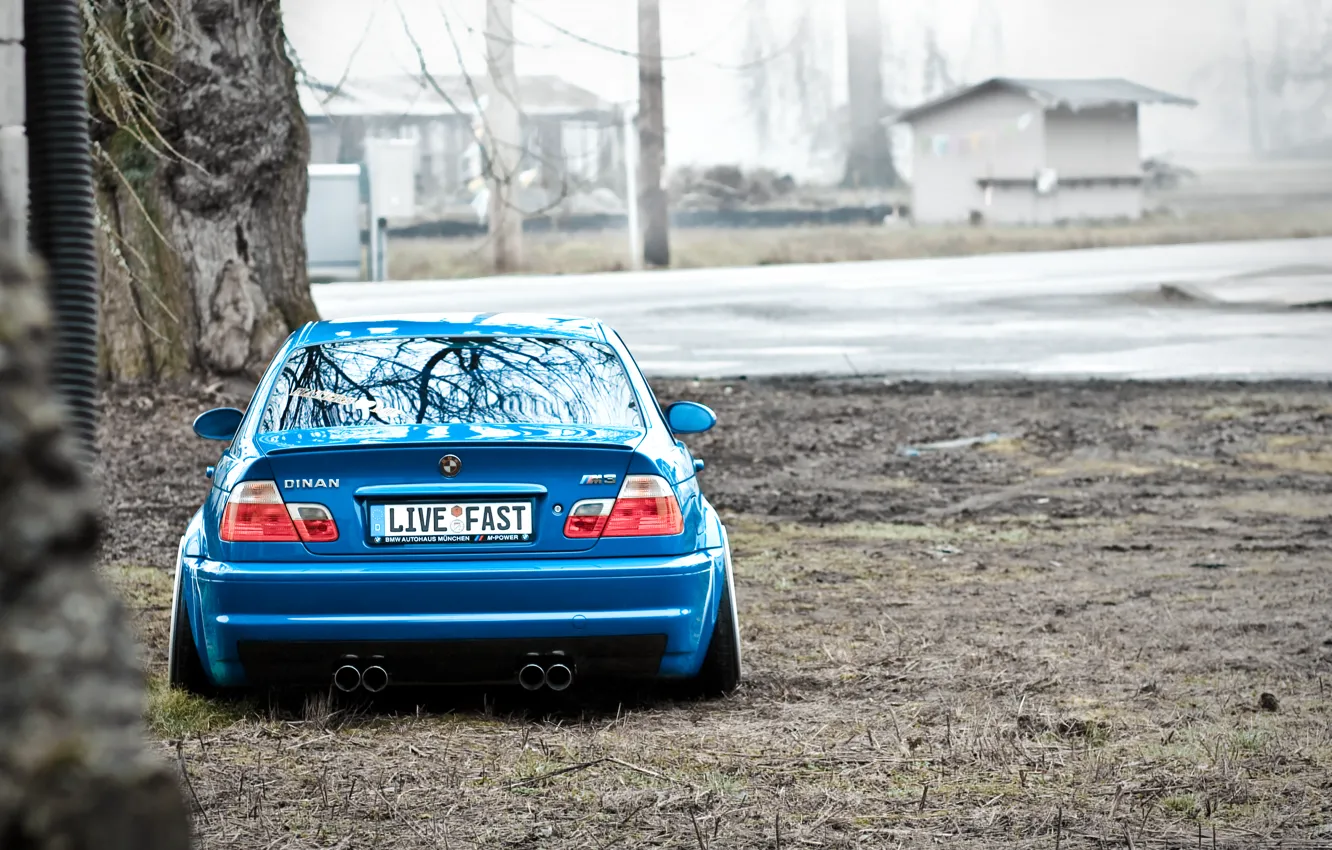 Фото обои BMW, blue, tuning, rear, E46
