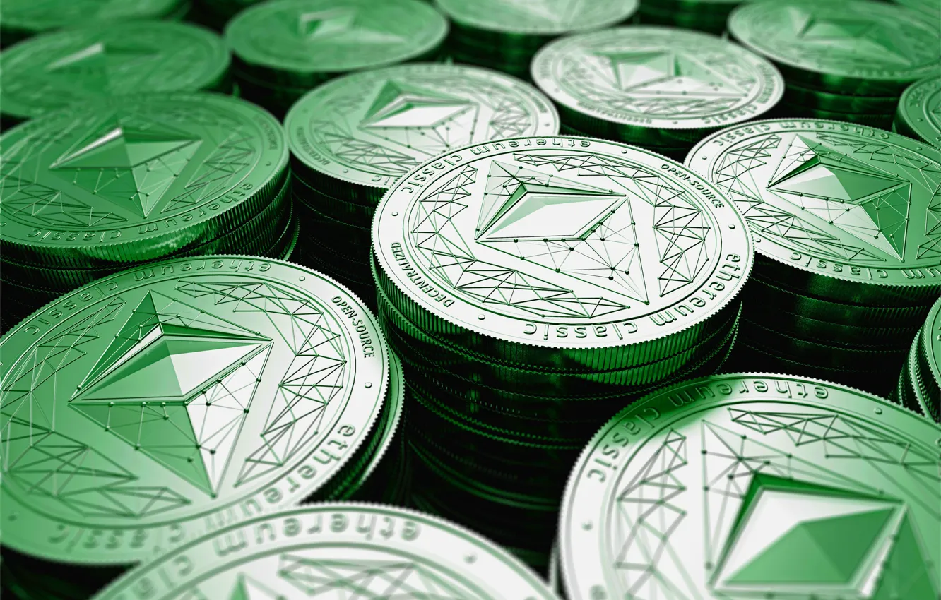 Фото обои green, размытие, лого, зелёный, logo, монеты, coins, etc