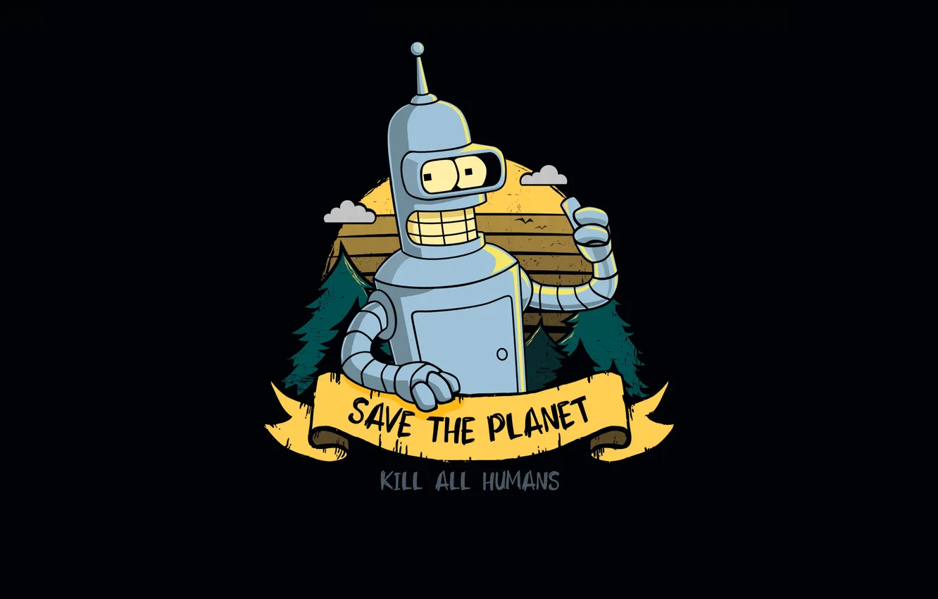 Фото обои Futurama, Planet, Bender, Kill