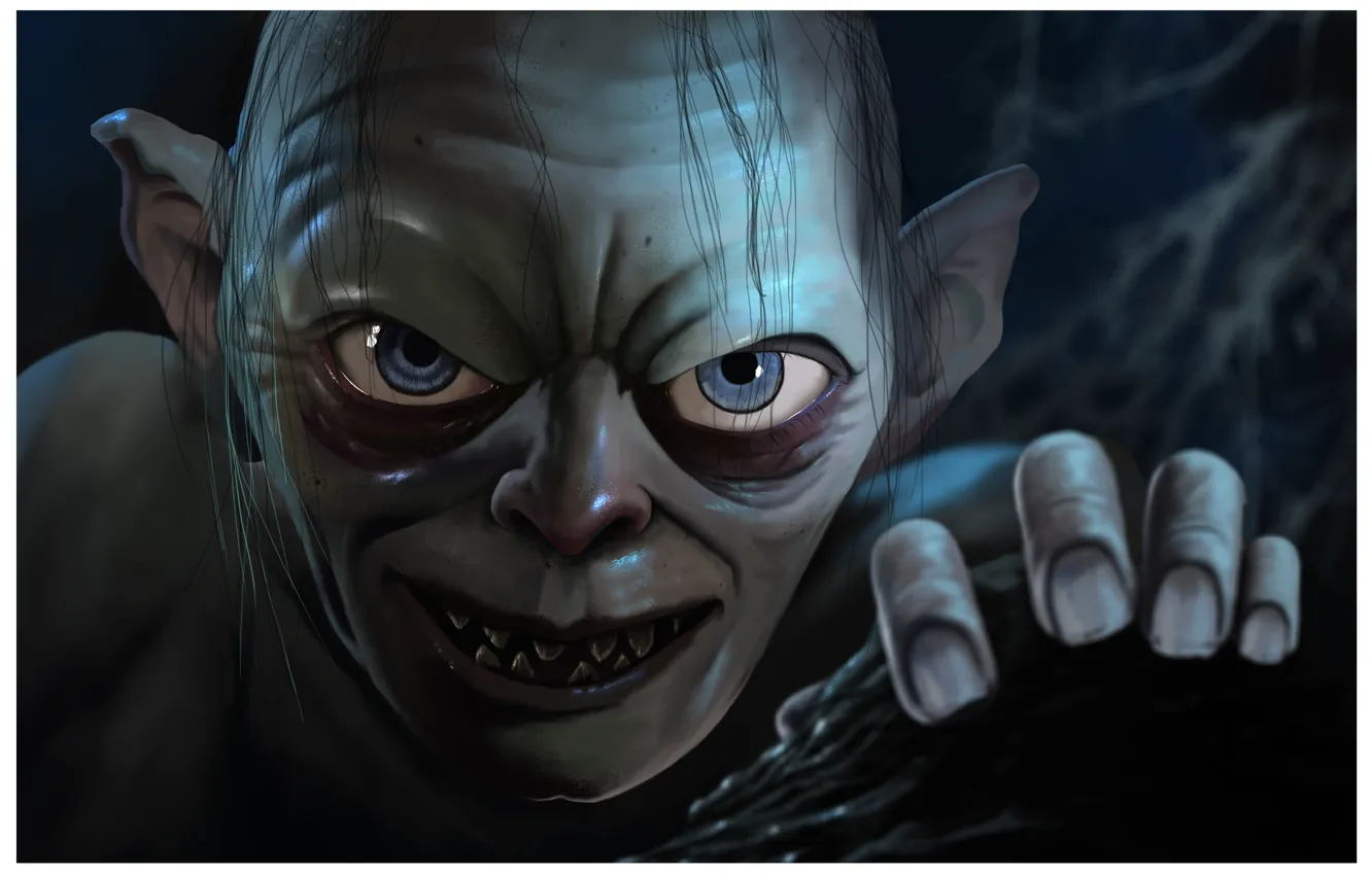 Фото обои глаза, лицо, art, lord of the rings, gollum, Sméagol