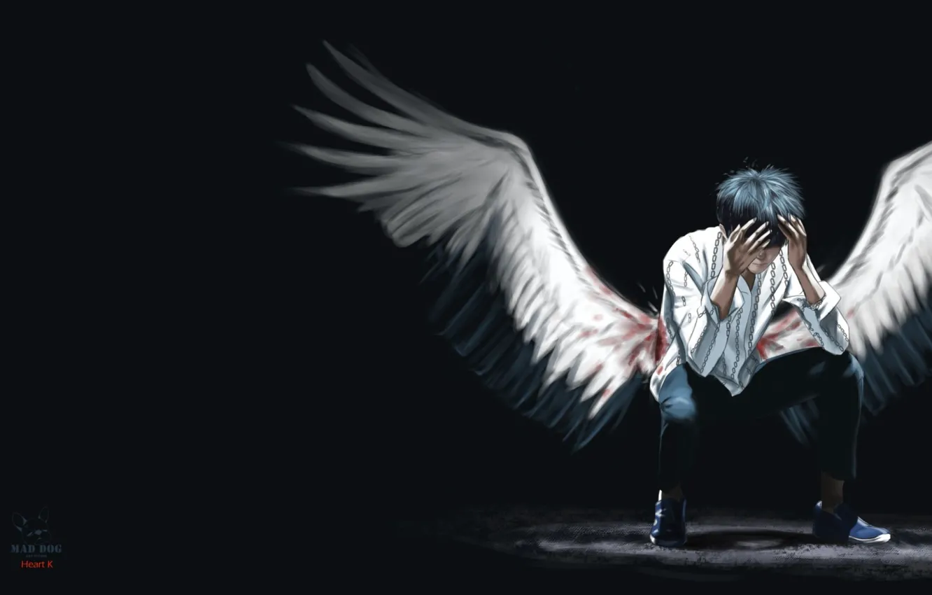 Фото обои крылья, ангел, арт, 青春.Youth, Heart K
