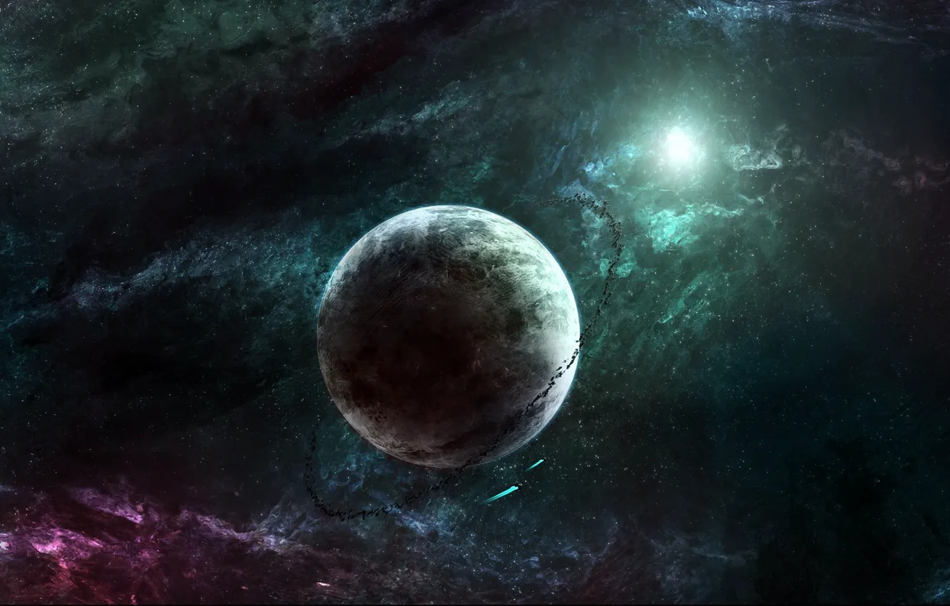 Фото обои цвета, космос, туманность, вселенная, планета, вспышка, звёзды, астероиды