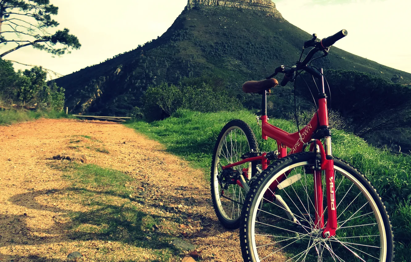 Фото обои дорога, горы, велосипед, спорт, mountain bike full suspension vs hardtail